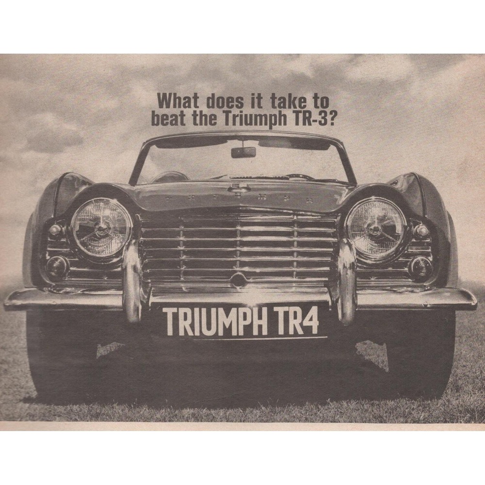 Vintage 1961 Triumph TR4 Print Ad Mid Century British Sports Car Convertible